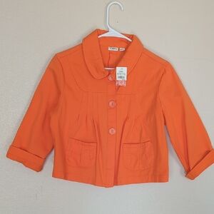 CATO Cotton Orange 3/4 Sleeve Jacket Size M
